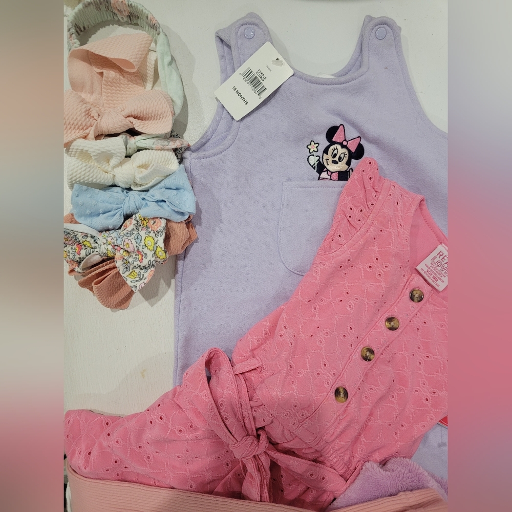 18 PiecesGIRLS 18mts Clothing Disney NewWtags & Bubble GumPink Short NewWtags.